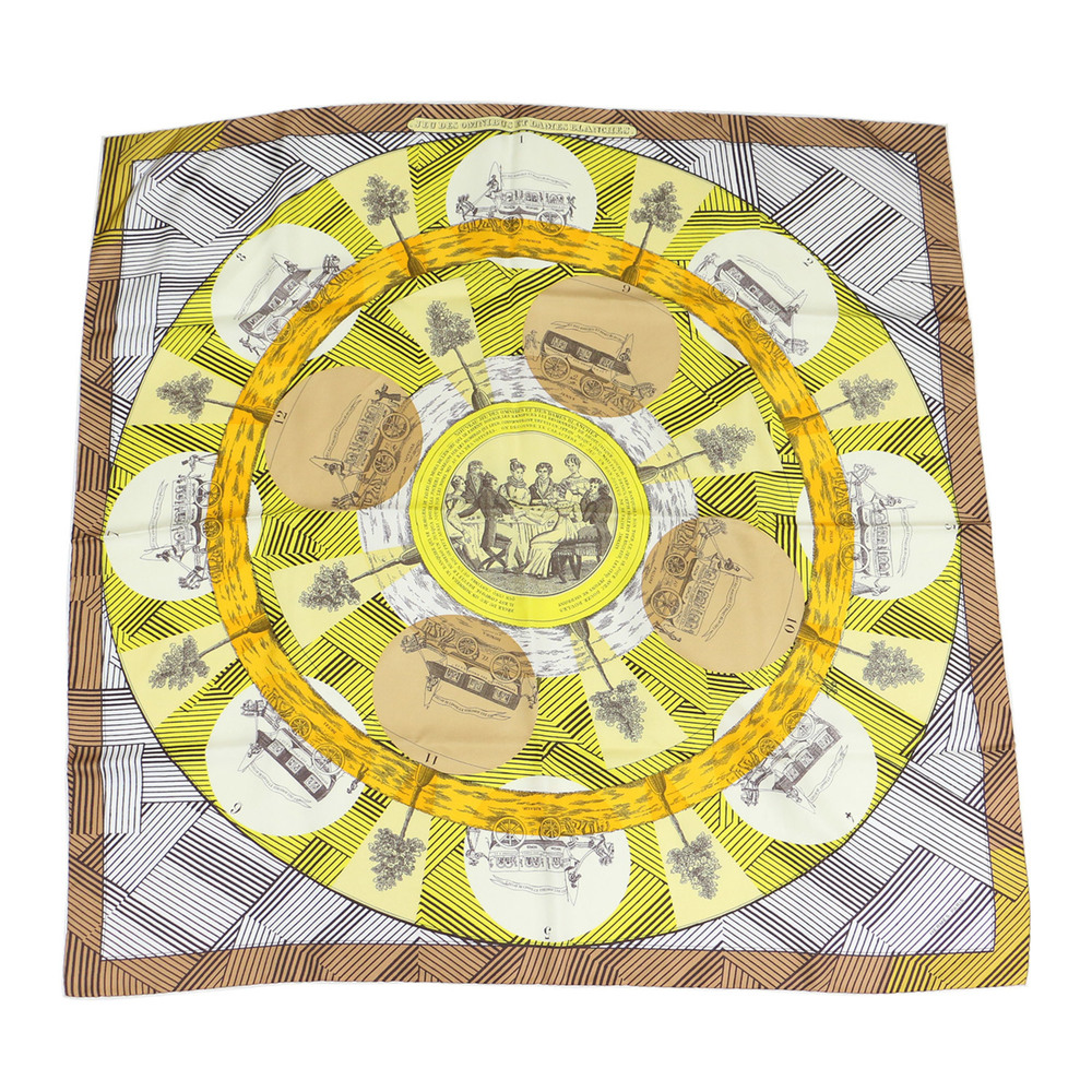 HERMES Carre 90 Silk Scarf/Muffler, "JEU DES OMNIBUS ET DAMES BLANCHES" (The ...